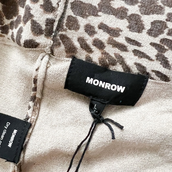 NWT- MONROW Leopard Jogger Sweatpants Cashmere Blend - Picture 9 of 12